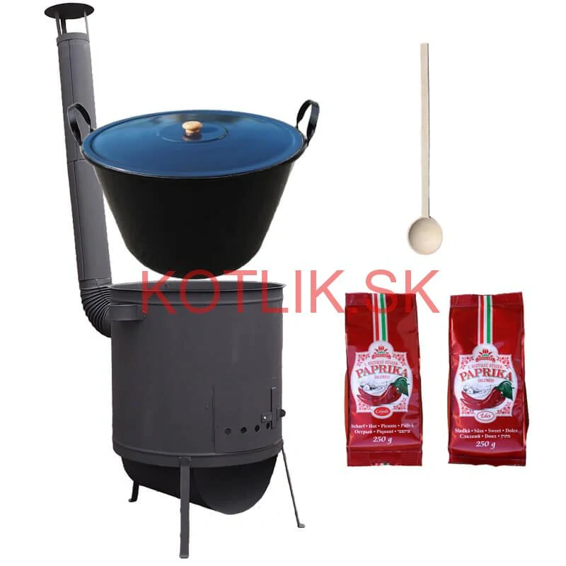 Smaltovaný kotol 60 L na zabíjačku + žiaruvzdorná kotlina 53 PLUS 600 4 MM + sladká a štipľavá paprika + vareška