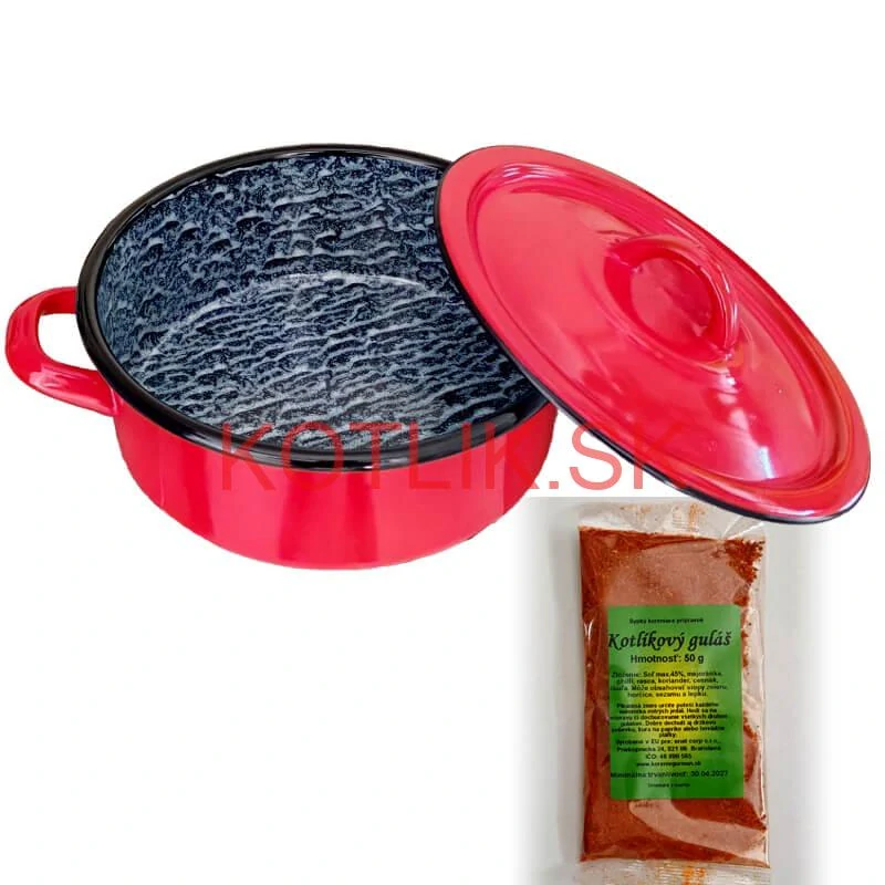 Smaltovaný kastról s pokrievkou COMBI 0,5 l + korenie na kotlíkový guláš 50 g