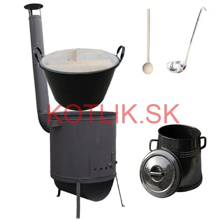 Smaltovaný kotol 100 L + žiaruvzdorná kotlina 42 PLUS 600 4 MM + Nádoba na masť 10 L