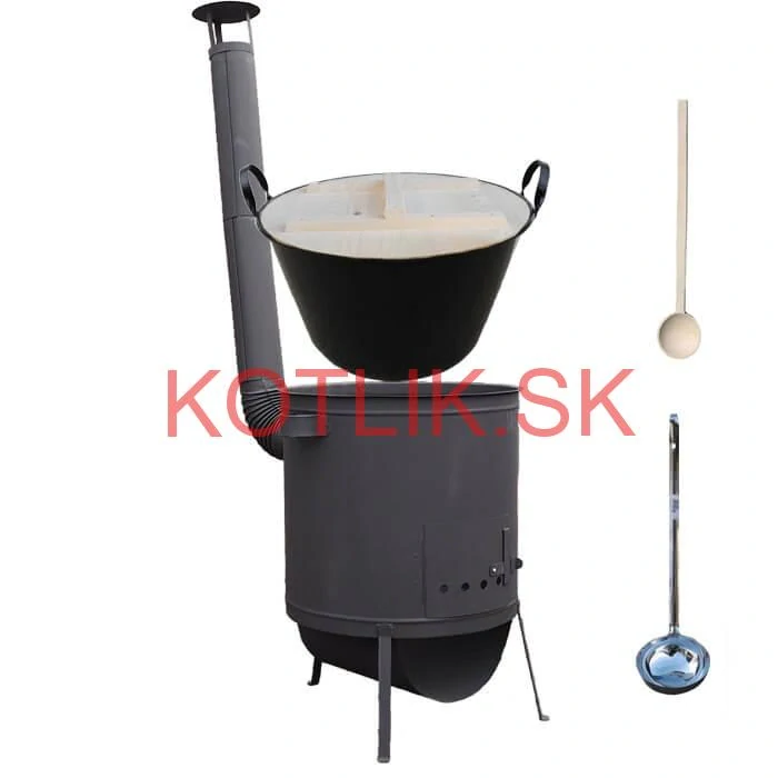 Smaltovaný kotol 100 L + žiaruvzdorná kotlina 42 PLUS 600 4 MM + varecha a naberačka BIG PARTY