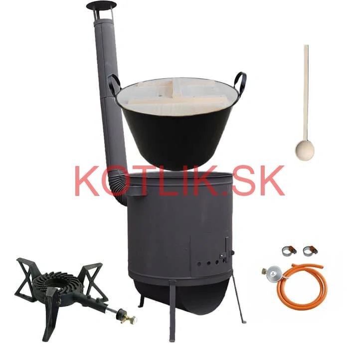 Zabíjačkový smaltovaný kotol 100 L, žiaruvzdorná kotlina 42 PLUS 600 4 MM, horák 7 kW + varecha