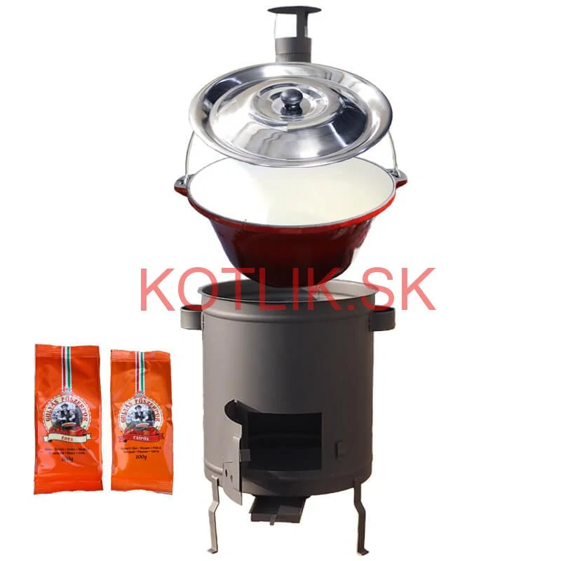 Liatinový kotlík so smaltovanou úpravou 22 L + žiaruvzdorná kotlina 42 cm (1,5 mm) STRONG + paprikové korenie na guláš - MIX 100 g