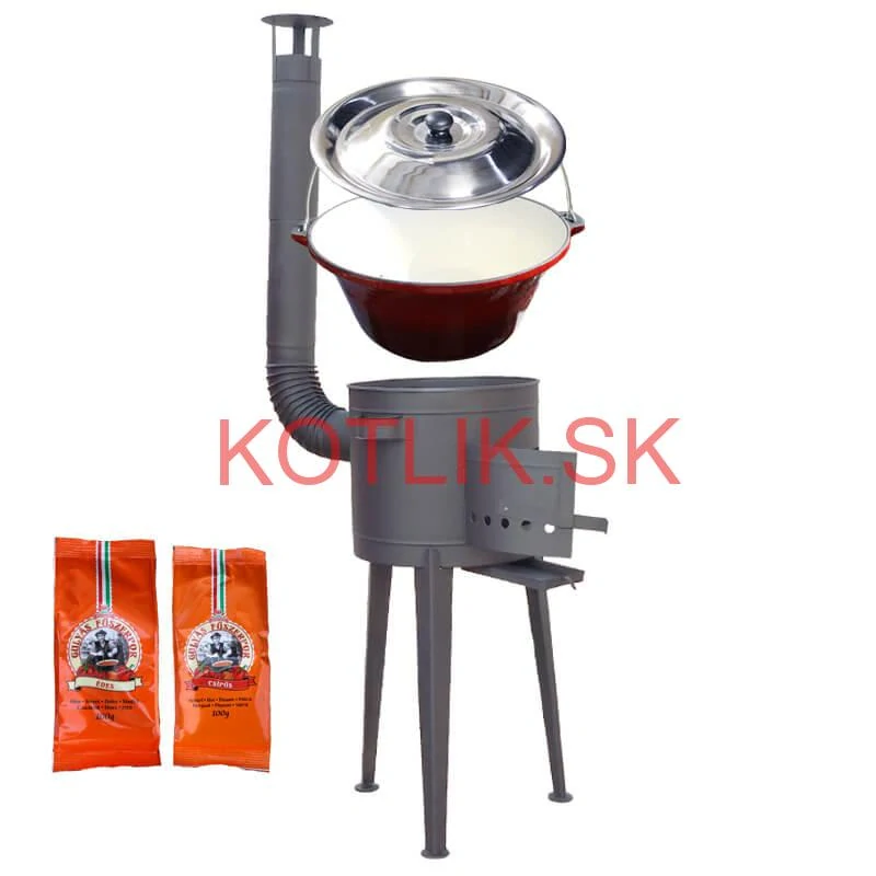 Liatinový kotlík so smaltovanou úpravou 22 L + vysoká kotlina 42 PLUS 600 + paprikové korenie na guláš - MIX 100 g