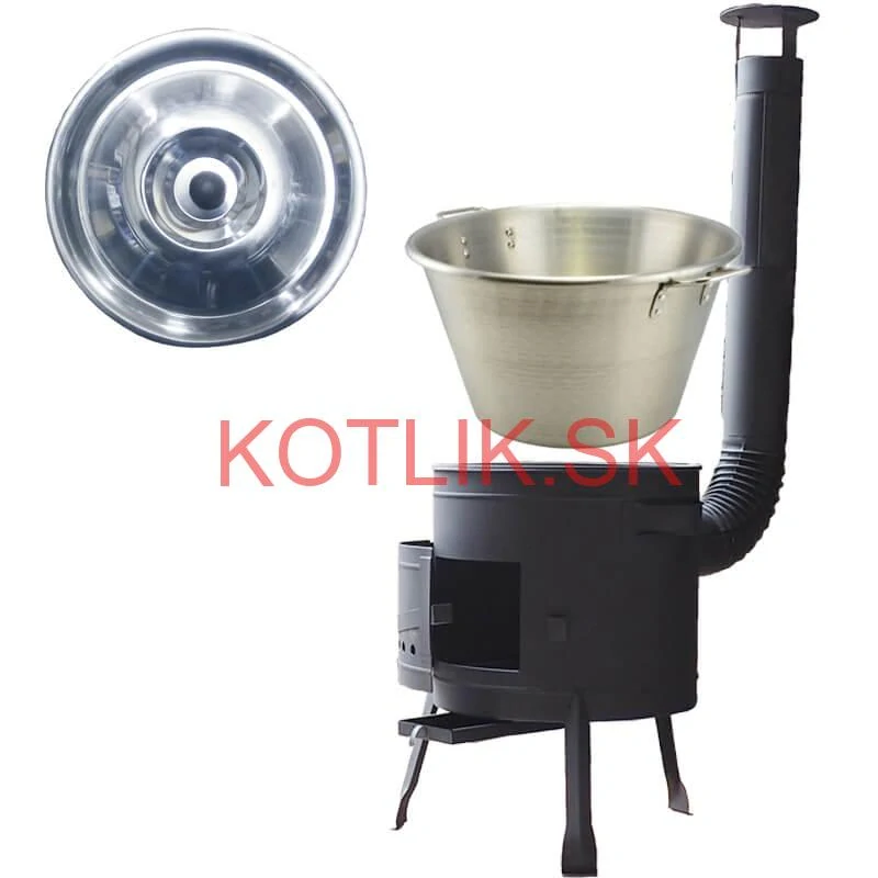 Guláš pre 30–40 ľudí – nerezový kotlíkový set 40 L so žiaruvzdornou kotlinou