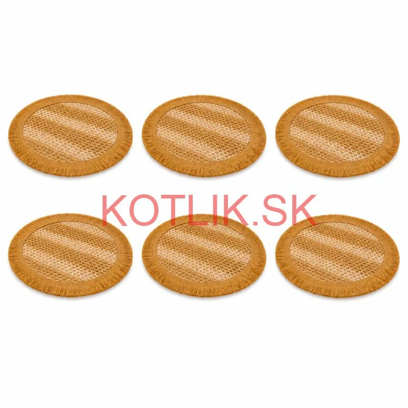 Okrúhle prírodné podložky pod tanier so strapcami 37 cm, 6 ks