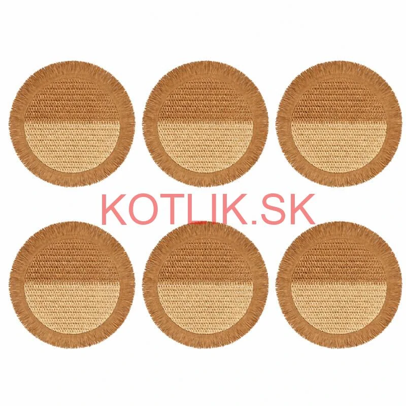Prírodné podložky pod tanier so strapcami 37 cm, 6 ks