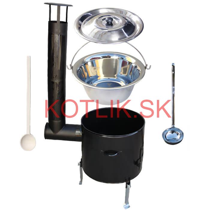 Antikorový kotlík 10 L (0,8 mm) + smaltovaná kotlina 31 cm + vareška a naberačka Easy party