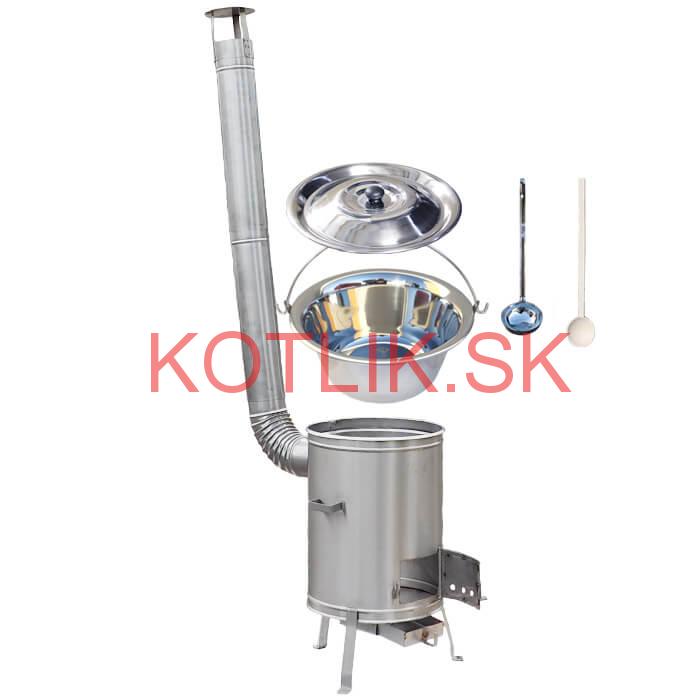 Antikorový kotlík 15 L (1,2 mm) + nerezová kotlina 36 cm + vareška a naberačka LUX