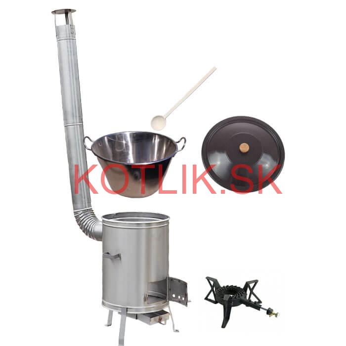 Zabíjačkový nerezový kotol 70 L + nerezová kotlina 56 cm + horák 7 kW