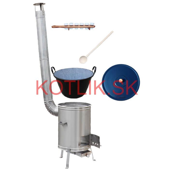 Zabíjačkový smaltovaný kotol 50 L + nerezová kotlina 53 cm + štamperlíky