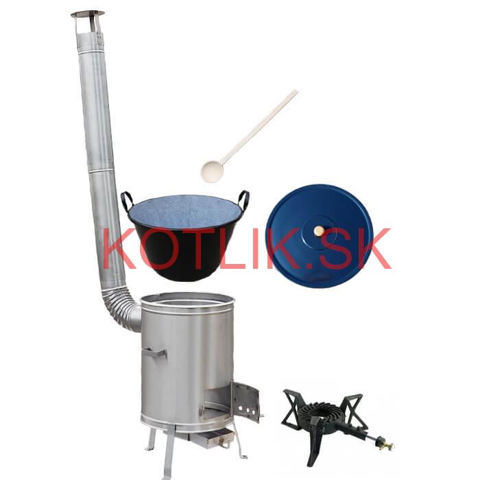 Zabíjačkový smaltovaný kotol 60 L + nerezová kotlina 53 cm + horák 7 kW