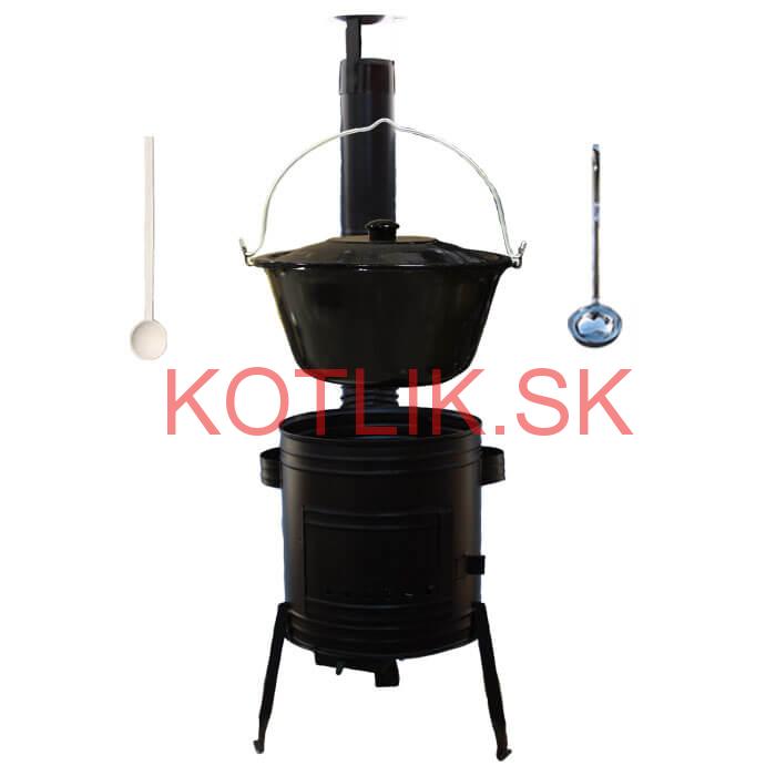 Smaltovaný kotlík 20 L (1,2 mm) + kovová kotlina 42 CLASSIC (KOV) + vareška a naberačka Easy party