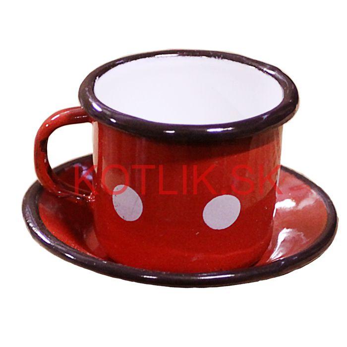 Smaltovaná šálka + podšálka