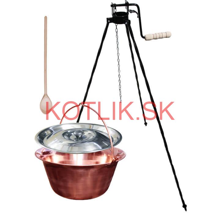 Medený kotlík 20 L + stojan s kladkou VAR