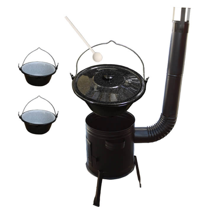 Smaltovaný kotlík 20 L (1,2 mm) + kovová kotlina 42 CLASSIC (KOV) + 2 smaltované servírovacie kotlíky 0,8 L