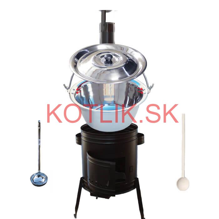 Nerezový kotlík 30 L (0,8 mm zosilnený s nitmi) + kovová kotlina 45 cm
