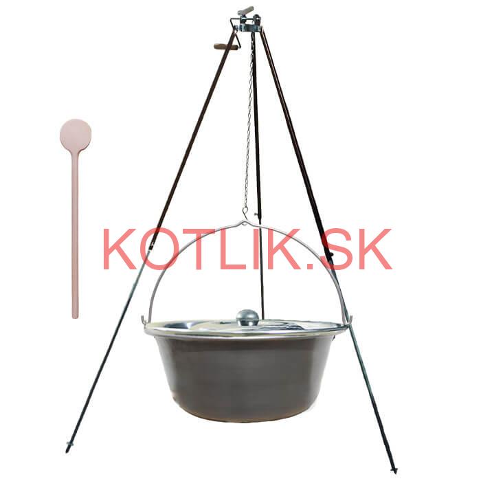 Nerezový kotlík 30 L (1,5 mm) + teleskopická trojnožka s poistnou kladkou + pokrievka