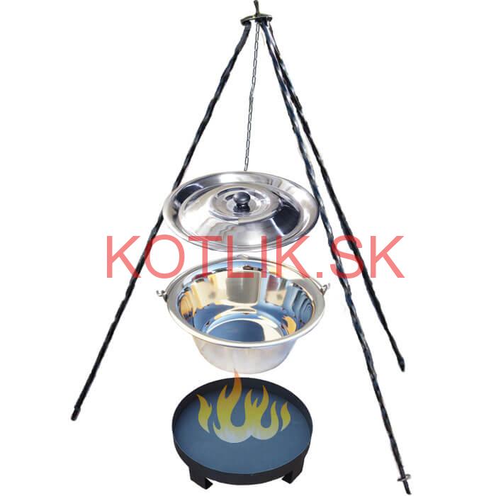 Antikorový kotlík 10 L (0,8 mm) + Ohnisko + stojan 1,2 m