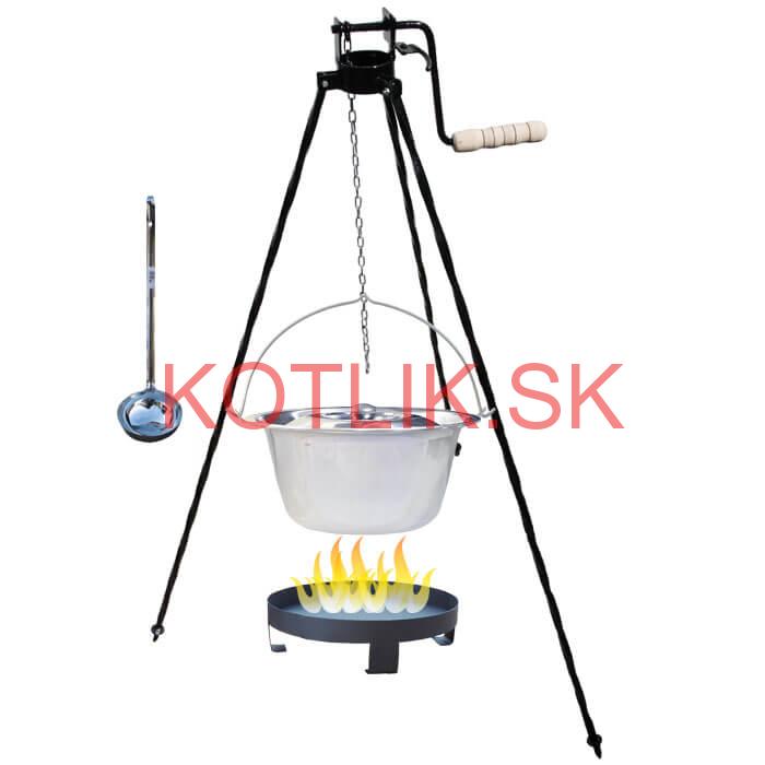 Antikorový kotlík 14 L (0,8 mm) + Ohnisko + stojan s kladkou VAR