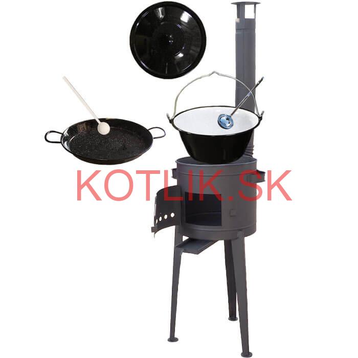 Smaltovaný kotlík 20 L (1,2 mm) + Paella smaltovaná panvica 46 cm  + žiaruvzdorná vysoká kotlina 42 PLUS 600