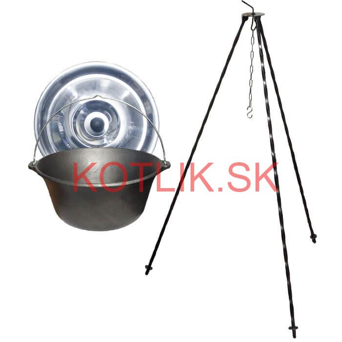 Liatinový kotlík 7,2 L + pokrievka + trojnožka 1,2 m