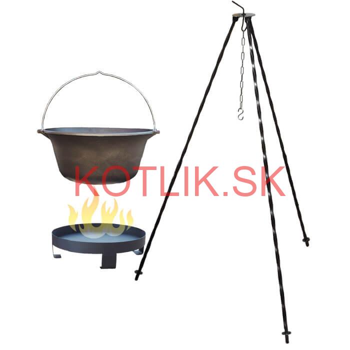 Liatinový kotlík 7,2 L + trojnožka 1 m + ohnisko 36 cm