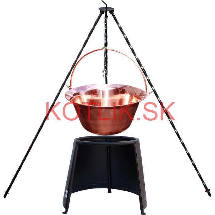Medený kotlík 10 L (1,2 mm) + chránič plameňa 37 cm + trojnožka 1,2 m
