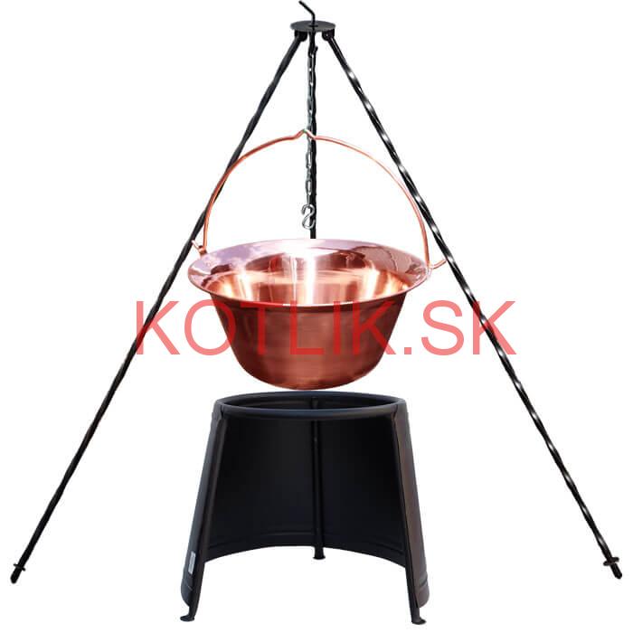 Medený kotlík 20 L (1,2 mm) + chránič plameňa 43 cm + trojnožka 1,2 m