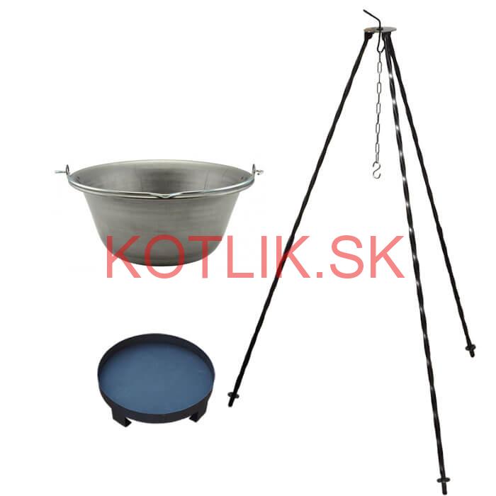 Železný kotlík 6 L (0,75 mm) + trojnožka 1 m + ohnisko 36 cm