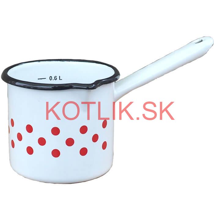 Smaltovaný hrnček s rúčkou 0,6 L - bodkovaný