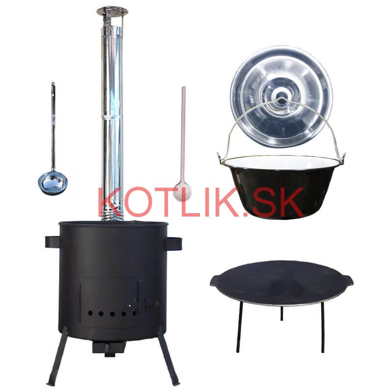 Smaltovaný kotlík 20 L + liatinová panvica 45 cm + žiaruvzdorná kotlina 42 cm PLUS 600