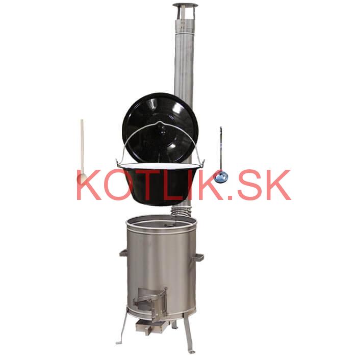 Smaltovaný kotlík 30 L (1,2 mm) + nerezová kotlina 45 cm LUX  + vareška a naberačka
