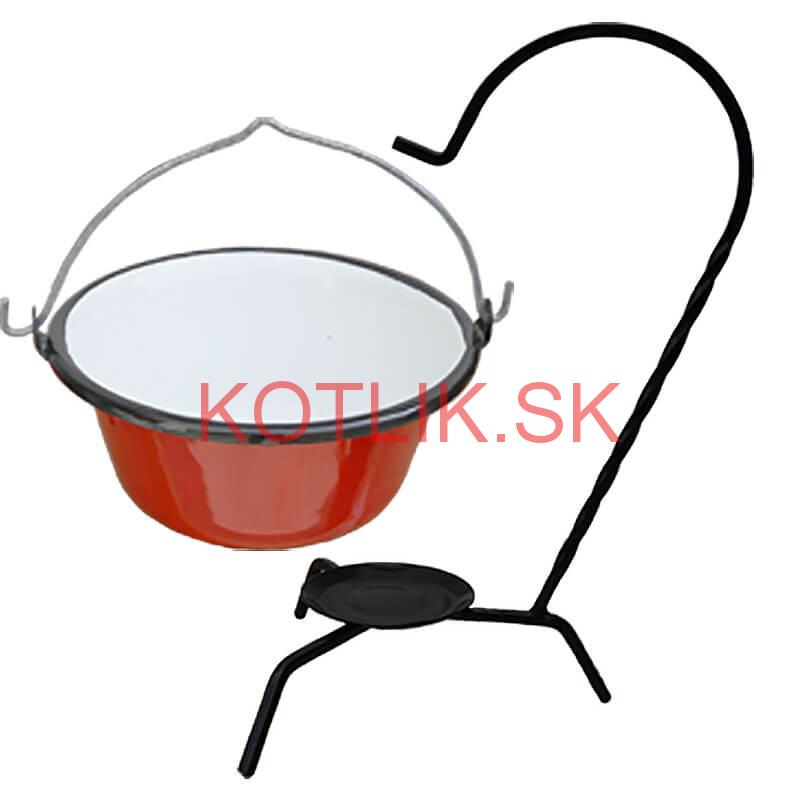 Servírovací kotlík na guláš smaltovaný červený 0,8 l + stojan