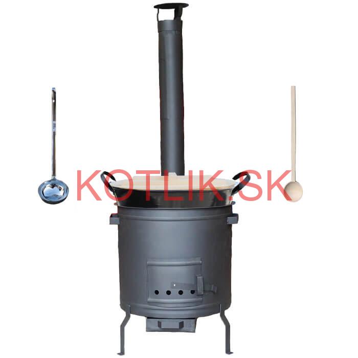 Smaltovaný kotol 100 L + žiaruvzdorná kotlina 60 cm PLUS 600 + vareška a naberačka BIG PARTY