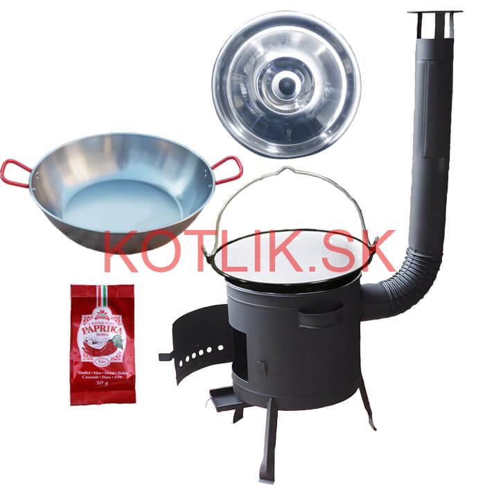 Smaltovaný kotlík 22 L + Panvica PAELLA (WOK) 45 cm + sladká paprika 50 g + nízka kotlina 42 PLUS 600