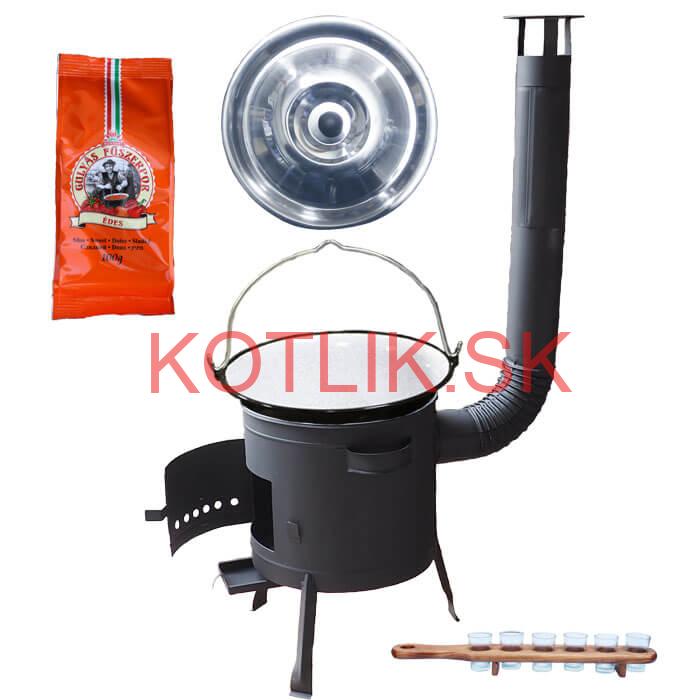 Smaltovaný kotlík 20 L (1,2 mm) + korenie + štamperlíky + nízka žiaruvzdorná kotlina (0,8 mm) 42 PLUS 600