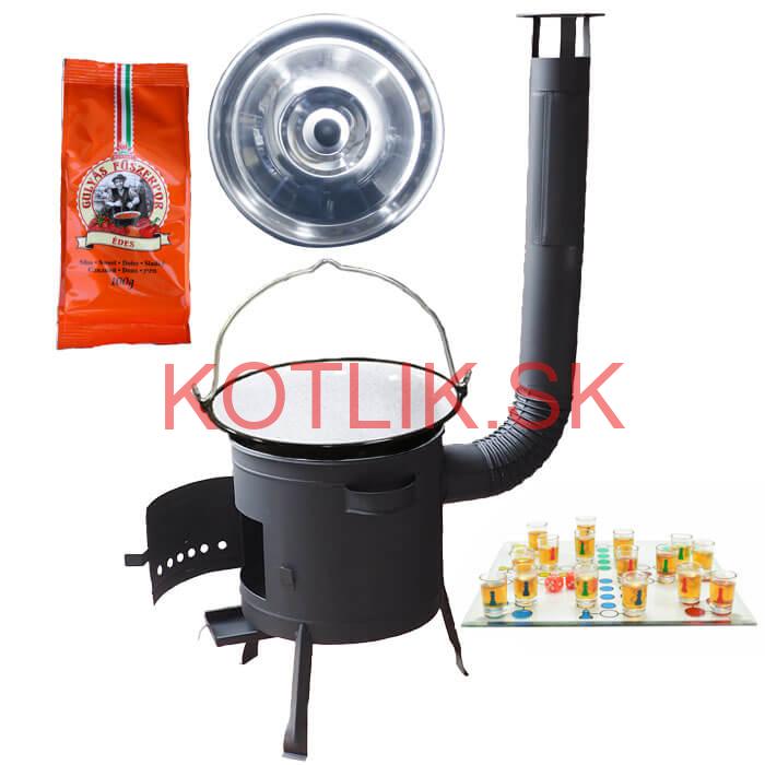 Smaltovaný kotlík 25 L (1,2 mm) + korenie + človeče pi už + nízka žiaruvzdorná kotlina 42 PLUS 600