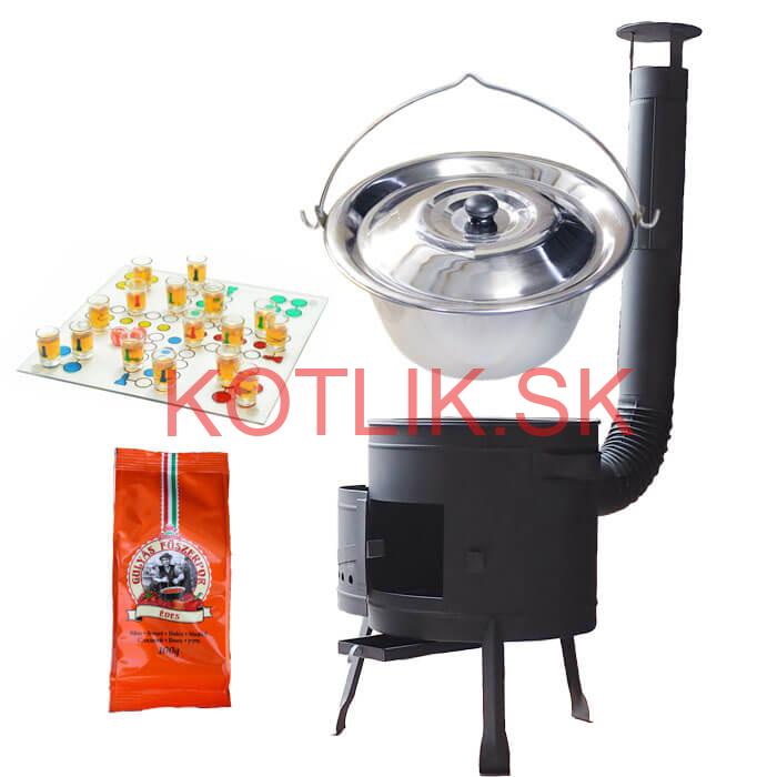 Nerezový kotlík 22 L (0,8 mm) + korenie + človeče pi už + nízka žiaruvzdorná kotlina 42 PLUS 600