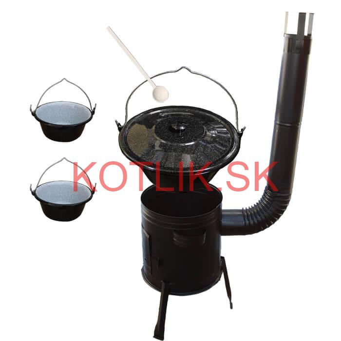 Smaltovaný kotlík 8 L (1,2 mm) + kovová kotlina 31 CLASSIC (KOV) + 2 smaltované servírovacie kotlíky 0,8 L