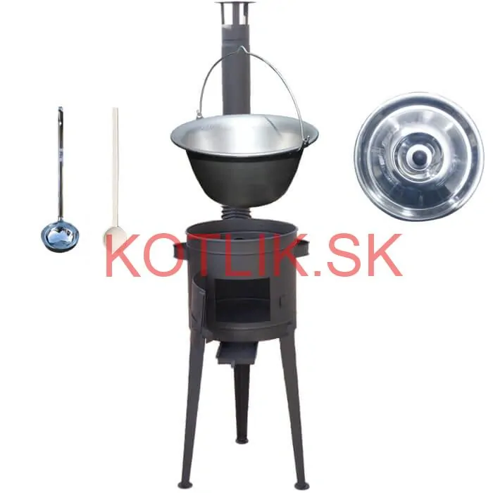 Nerezový kotlík 20 L (1,5 mm) + vysoká žiaruvzdorná kotlina (2,0 mm) HODO 42 cm PLUS 600 + vareška + naberačka