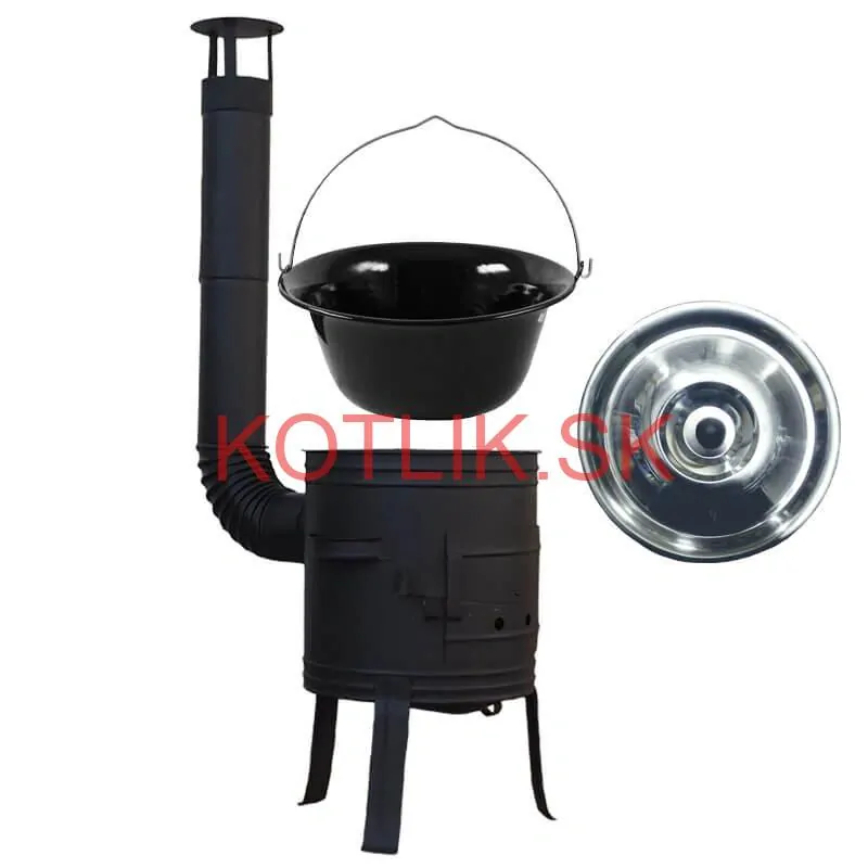 Smaltovaný kotlík 11 L BLACK + nerezová pokrievka INOX + žiaruvzdorná kotlina 33 cm Plus 700