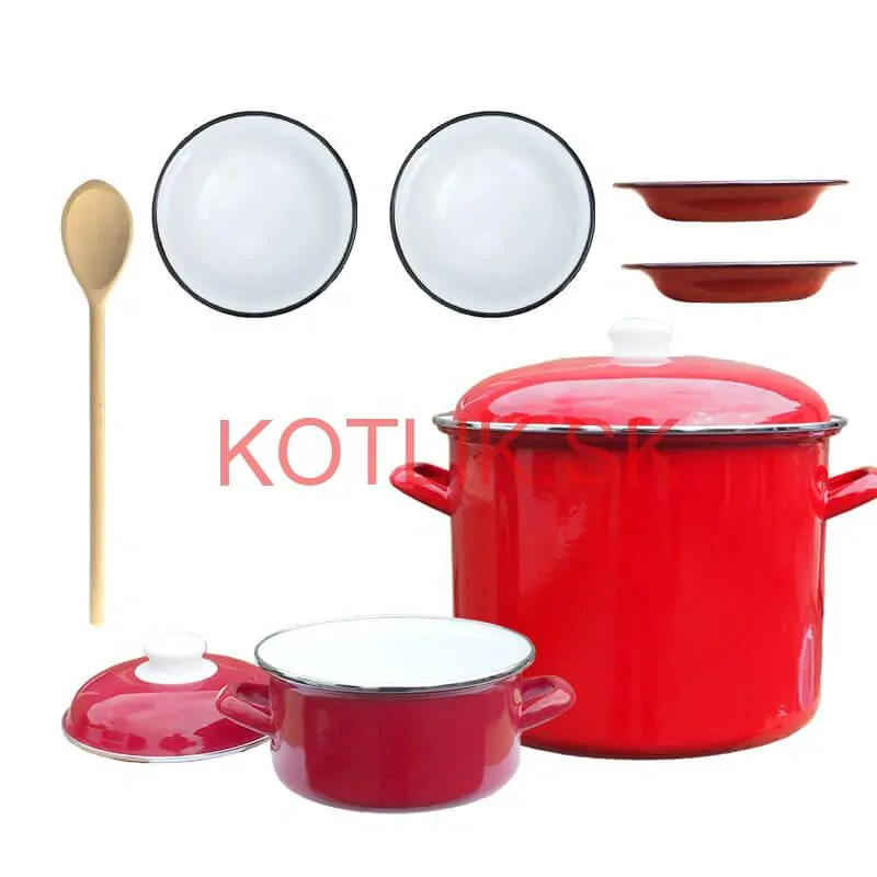 Smaltovaný hrniec s pokrievkou 4 l + Smaltovaný kastról s pokrievkou 2 L + taniere Classic