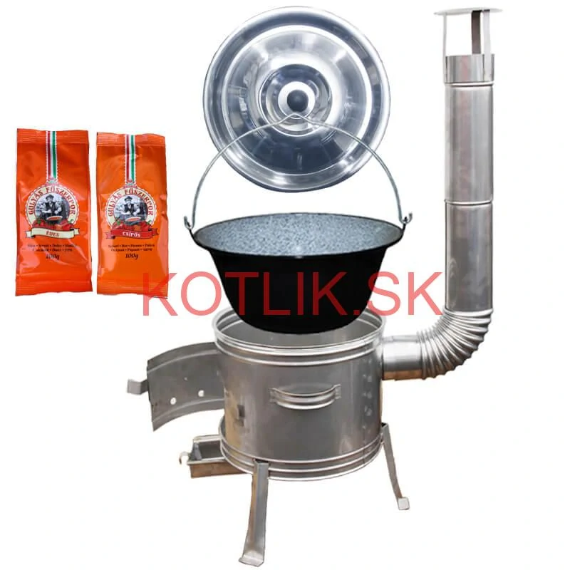 Smaltovaný kotlík 22 L + Nerezová kotlina 42 INOX + paprikové korenie na guláš - MIX 100 g