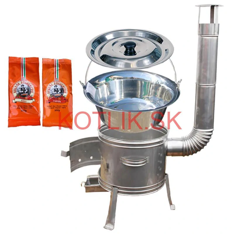 Nerezový kotlík 22 L (0,8 mm) INOX + Nerezová kotlina 42 INOX + paprikové korenie na guláš - MIX 100 g