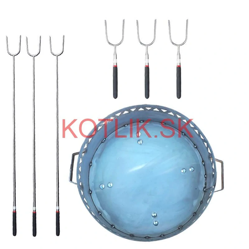 Prenosné ohnisko nerezove (1,5 mm) FIFO + Vidličky na opekanie teleskopické 6 ks
