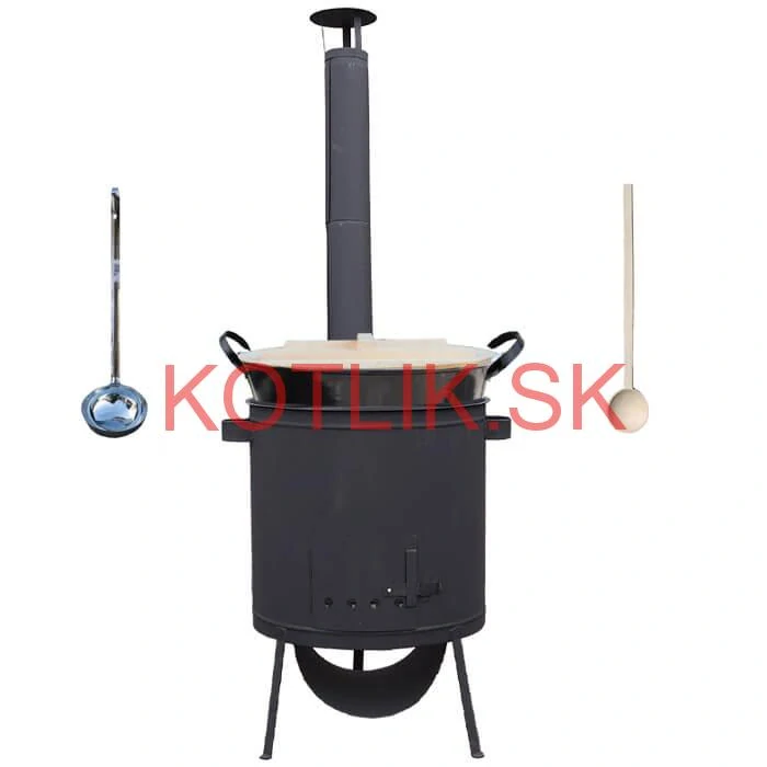 Smaltovaný kotol 100 L + žiaruvzdorná kotlina 42 PLUS 600 4 MM + varecha a naberačka BIG PARTY