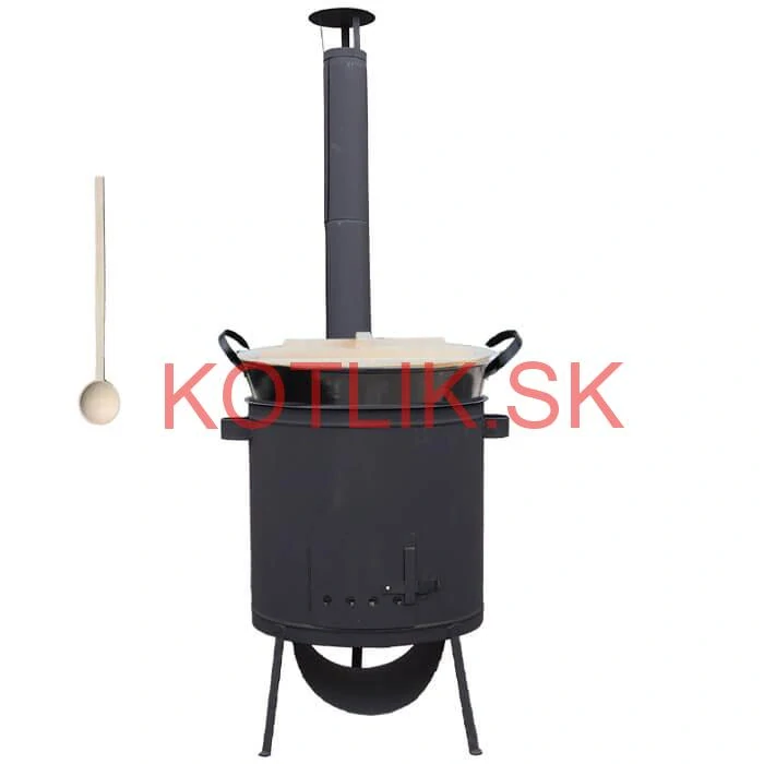 Zabíjačkový smaltovaný kotol 100 L, žiaruvzdorná kotlina 42 PLUS 600 4 MM, drevená pokrievka + vareška