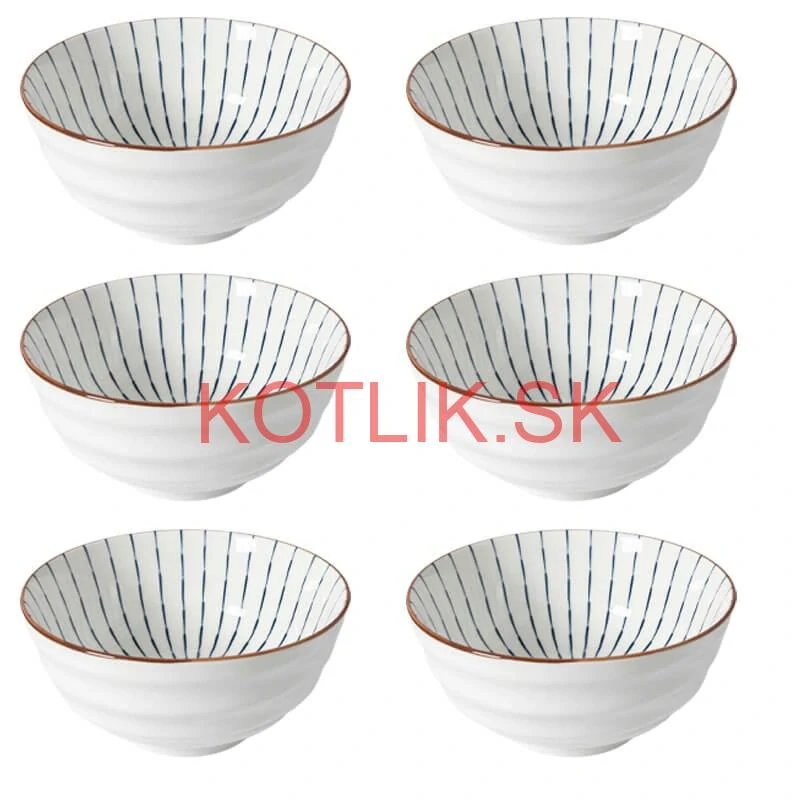Sada 6 ks veľkých keramických misiek na guláš a polievky, 1 liter