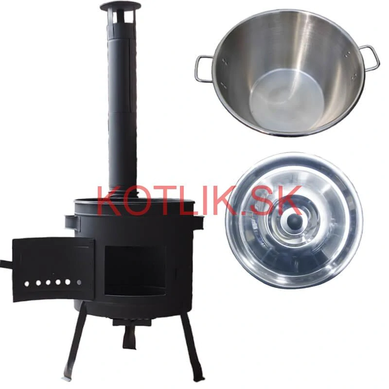 Guláš pre 30–40 ľudí – nerezový kotlíkový set 40 L so žiaruvzdornou kotlinou