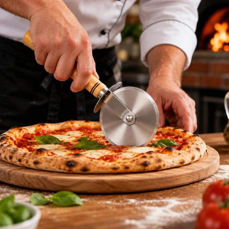Krájač na pizzu s drevenou rukoväťou 22 cm